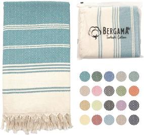 img 4 attached to 🏖️ Turkish Beach Towel: 100% Cotton, Prewashed, 38 x 71 Inches, Quick Dry, Sand Free, Lightweight - Aqua Blue