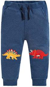 img 2 attached to EULLA Boy's Cartoon Print Pants: Dinosaur Pattern Jogger Cotton Trousers with Pockets