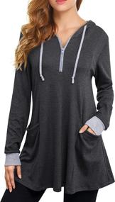 img 2 attached to 👚 Stylish and Comfortable Vivilli Women's Thin Tunic Hoodies: Long Sleeve Zip Up Sweatshirts for Fashionable Blouse Tops