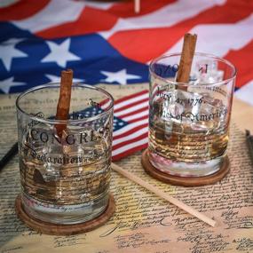 img 3 attached to 🥃 Greenline Goods Declaration of Independence Whiskey Glasses - Set of 2, 10 oz Tumblers - American US Patriotic Gift Set - Old Fashioned Cocktail Glasses