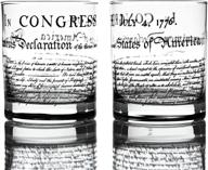 🥃 greenline goods declaration of independence whiskey glasses - set of 2, 10 oz tumblers - american us patriotic gift set - old fashioned cocktail glasses logo