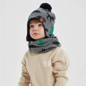 img 2 attached to 👶 Upgrade Fleece-Lined Boys Winter Hat Baby Beanies with Earflap - Perfect for Skiing and Toddler Outdoor Activities