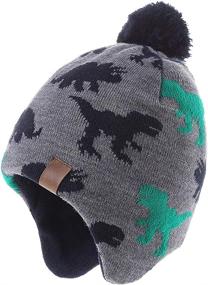 img 4 attached to 👶 Upgrade Fleece-Lined Boys Winter Hat Baby Beanies with Earflap - Perfect for Skiing and Toddler Outdoor Activities