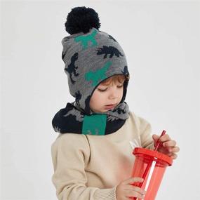 img 3 attached to 👶 Upgrade Fleece-Lined Boys Winter Hat Baby Beanies with Earflap - Perfect for Skiing and Toddler Outdoor Activities