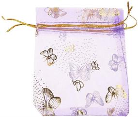 img 3 attached to Tovip Wholesale 100PCS Organza Bag Butterfly Design Light Purple Wedding Pouches - Ideal Jewelry Packaging Bags (3.5x4.5 / 9x12cm)