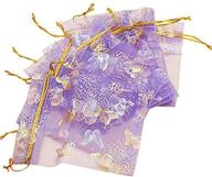 tovip wholesale 100pcs organza bag butterfly design light purple wedding pouches - ideal jewelry packaging bags (3.5x4.5 / 9x12cm) logo