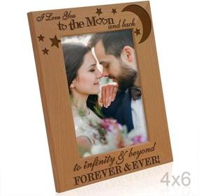 img 2 attached to 💑 KATE POSH Engraved Wood Picture Frame: Express Your Love to The Moon and Back, to Infinity & Beyond, Forever & Ever – Couples in Love Gifts for Valentine's, Engagement, Wedding (4x6-Vertical)