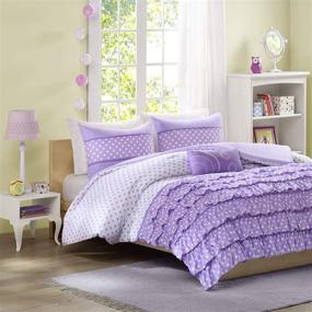 img 4 attached to 🛏️ Mi Zone Morgan Cozy Comforter Set - Polka Dots with Ruffle Design, All Season Down Alternative Cozy Bedding +Matching Shams, Pillow - Purple Twin/Twin X-Large 3 Piece