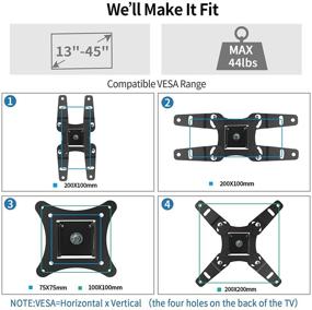 img 2 attached to 📺 Fozimoa TV Monitor Wall Mount Bracket - Swivel, Tilt, and Rotate for 13-45 Inch LED LCD Flat Curved Screen TVs &amp; Monitors - Max VESA 200x200mm, Supports up to 44lbs