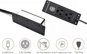 img 2 attached to 🔌 Kungfuking Power Strip: Flat Plug Surge Protector with USB Ports and Extension Cord - Black