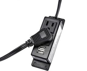 img 3 attached to 🔌 Kungfuking Power Strip: Flat Plug Surge Protector with USB Ports and Extension Cord - Black