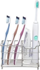 img 4 attached to 🦷 Amazer Stainless Steel Toothbrush Holder with 7 Multi-Functional Slots - Rustproof Metal Bathroom Organizer for Toothbrushes, Toothpaste, and Cleansers