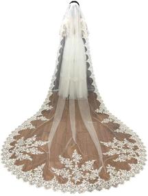 img 4 attached to 💒 Sequined Cathedral Wedding Veil - Faithclover Women's Accessories