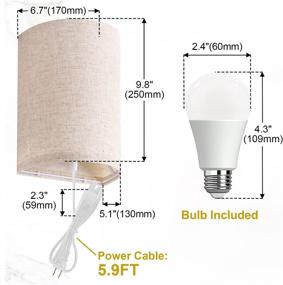 img 2 attached to AVV Modern Wall Sconces: 2 Pack Plug-in Wall Lamp with 3 Color Temperature Bulb, On/Off Switch, and Fabric Linen Shade – No Wiring Required for Perfect Bedroom Lighting