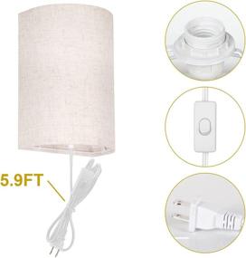 img 1 attached to AVV Modern Wall Sconces: 2 Pack Plug-in Wall Lamp with 3 Color Temperature Bulb, On/Off Switch, and Fabric Linen Shade – No Wiring Required for Perfect Bedroom Lighting