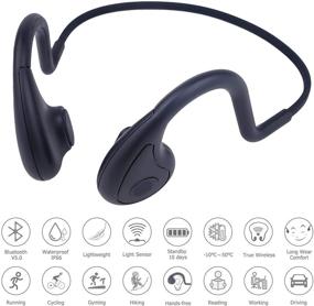 img 3 attached to Waterproof Bone Conduction Headphones, Wireless Earphones with Bluetooth 5.0 - Happy Island, Sweatproof Headset for Running, Cycling, and Sports - Music, Answer Phone Calls, Built-in Mic