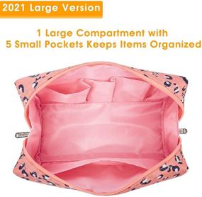 img 1 attached to 💄 Large Leopard Makeup Bag - Zipper Pouch Cosmetic Organizer for Women and Girls - Ideal Travel Companion