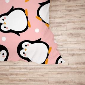 img 2 attached to 🐧 Adorable Penguin-Themed Duvet Cover Set for Queen Size Beds - Includes 3 Pieces: Soft Quilt Comforter Cover and 2 Pillowcases - Perfect Bedding Set for Kids Girls