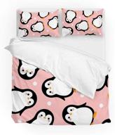 🐧 adorable penguin-themed duvet cover set for queen size beds - includes 3 pieces: soft quilt comforter cover and 2 pillowcases - perfect bedding set for kids girls logo