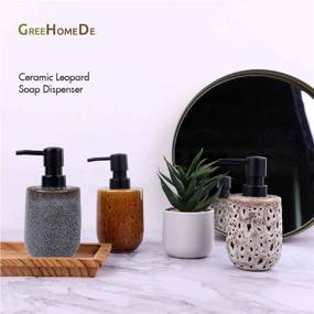 img 2 attached to 🛁 Homede Ceramic Bathroom Accessories Set: 5-Piece Toothbrush Holder, Soap Dispenser, Cup, Toilet Brush & Tray