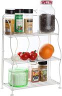 📦 lily's home metal countertop wire shelf rack: ideal kitchen organizer, bathroom storage, and more! foldable, 3-tier, in white логотип