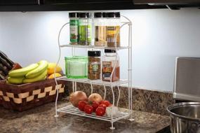 img 3 attached to 📦 Lily's Home Metal Countertop Wire Shelf Rack: Ideal Kitchen Organizer, Bathroom Storage, and More! Foldable, 3-Tier, in White