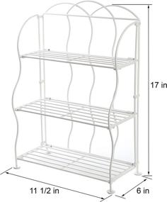 img 2 attached to 📦 Lily's Home Metal Countertop Wire Shelf Rack: Ideal Kitchen Organizer, Bathroom Storage, and More! Foldable, 3-Tier, in White