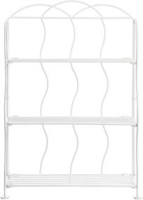 img 1 attached to 📦 Lily's Home Metal Countertop Wire Shelf Rack: Ideal Kitchen Organizer, Bathroom Storage, and More! Foldable, 3-Tier, in White