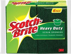 img 4 attached to 🧽 Scotch-Brite Heavy-Duty Scrub Sponges - Green, 6-Count Pack (1 Unit)