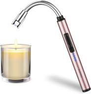 🔥 acksky upgraded electric usb arc lighter - rechargeable flameless windproof candle lighter with led battery display, safety switch - ideal for candle lighting, cooking, bbqs, fireworks (rose gold) logo