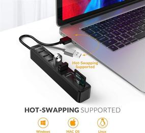 img 1 attached to 🔌 iDsonix USB Hub: 8-in-1 Data Hub with 6 USB Ports, 2 SD & TF Card Reader Combo - for Laptops, Tablets, PC, iMac, MacBook, Windows, Linux, SD, SDXC, TF Cards, and More (Black, 15cm)