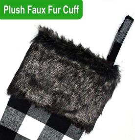 img 1 attached to 🎅 Senneny Christmas Stockings: 4 Pack 18" Black White Buffalo Plaid with Plush Faux Fur Cuff - Perfect for Family Christmas Holiday Party Decorations!
