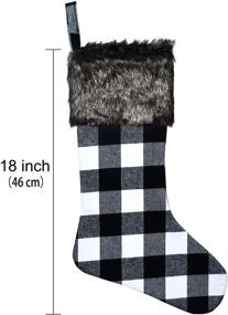 img 3 attached to 🎅 Senneny Christmas Stockings: 4 Pack 18" Black White Buffalo Plaid with Plush Faux Fur Cuff - Perfect for Family Christmas Holiday Party Decorations!