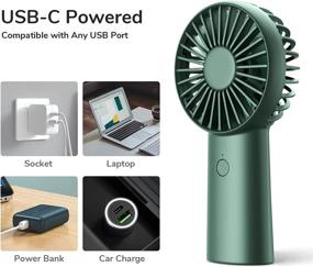 img 2 attached to 🌬️ JISULIFE Portable Handheld Fan - USB Rechargeable Pocket Fan [4000mAh, 4-16 Hour Working Time] - Battery Operated Desk Fan with 3 Speeds for Outdoor, Travel, Office, Home, Dark Green