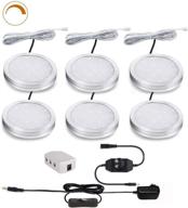 🔆 dimmable led puck lights - set of 6, white - under cabinet lighting, ideal for kitchen, closet, bookcase, shelf - includes all accessories (6pack,white) логотип