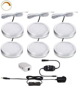 img 4 attached to 🔆 Dimmable LED Puck Lights - Set of 6, White - Under Cabinet Lighting, Ideal for Kitchen, Closet, Bookcase, Shelf - Includes All Accessories (6Pack,White)