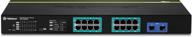 trendnet tpe-1620ws: 20-портовый гигабитный poe+ веб-смарт-переключатель с слотами sfp - монтаж в стойку, 30 вт на порт, общий бюджет мощности 185 вт логотип