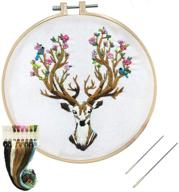 🧵 beginner's cross stitch kit with floss and needles - louise maelys embroidery starter set with full range deer pattern logo