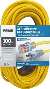 img 3 attached to 🔌 PrimeWire & Cable LT511735 100ft 14/3 SJTOW Bulldog Tough Extension Cord with PrimeLight Indicator Light in Yellow