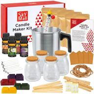 🕯️ candle making kit with melting pot, glass jars, soy wax bags, color dye blocks, fragrance oils, wicks, thermometer, tags, bonus holiday stickers - diy set for making candles logo