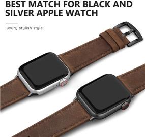 img 1 attached to 👨 Превосходный ремешок из натуральной кожи совместим с Apple Watch 42мм 44мм 45мм - заменяемый ремешок совместим с iWatch Series 7 6 5 4 3 2 1 SE - Спорт & Эдишн - дизайн для мужчин