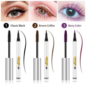 img 3 attached to 🌿 4D Silk Fiber Lash Mascara & Eyeliner - Brown Waterproof Eye Makeup for Lengthening & Thickening Eyelashes, Volumizing Extension Cream, Long-lasting & Smudge-proof Liquid Eye Liner (#2 Brown)