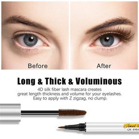 img 1 attached to 🌿 4D Silk Fiber Lash Mascara & Eyeliner - Brown Waterproof Eye Makeup for Lengthening & Thickening Eyelashes, Volumizing Extension Cream, Long-lasting & Smudge-proof Liquid Eye Liner (#2 Brown)