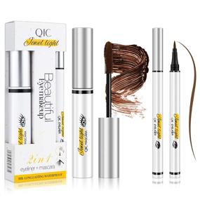 img 4 attached to 🌿 4D Silk Fiber Lash Mascara & Eyeliner - Brown Waterproof Eye Makeup for Lengthening & Thickening Eyelashes, Volumizing Extension Cream, Long-lasting & Smudge-proof Liquid Eye Liner (#2 Brown)