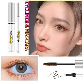 img 2 attached to 🌿 4D Silk Fiber Lash Mascara & Eyeliner - Brown Waterproof Eye Makeup for Lengthening & Thickening Eyelashes, Volumizing Extension Cream, Long-lasting & Smudge-proof Liquid Eye Liner (#2 Brown)