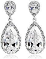 missdaisy cubic zirconia teardrop earrings rhinestone logo