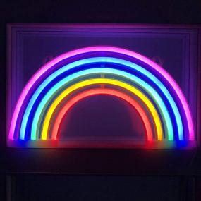 img 2 attached to 🌈 Rainbow Neon Lights: Vibrant LED Sign for Colorful Room Decor - Plug in/Battery/USB Powered Hanging Night Light perfect for Home, Kids Room, Girls Bedroom & Christmas Decorations