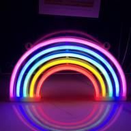 🌈 rainbow neon lights: vibrant led sign for colorful room decor - plug in/battery/usb powered hanging night light perfect for home, kids room, girls bedroom & christmas decorations логотип