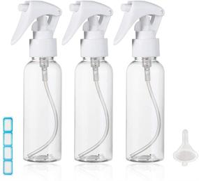img 4 attached to Convenient Travel Size Spray Bottle Set for On-the-Go Needs – 3.4oz/100ml Refillable Plastic Containers with Fine Mist Spray, Funnel, and Labels – Perfect for Styling, Cleaning, and More