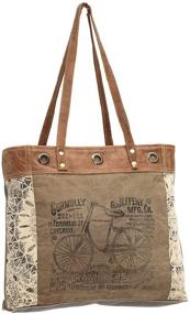 img 2 attached to Myra Bags Bicycle Upcycled Canvas Tote Bag: Eco-Friendly Tan, Khaki, Brown, One_Size